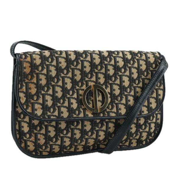 DIOR Trotter Canvas Shoulder Bag Navy Gold - Picture 1 of 13